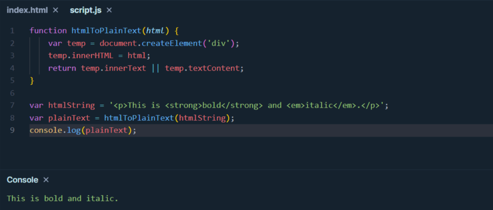 如何使用 JavaScript 将 HTML 转换为纯文本？