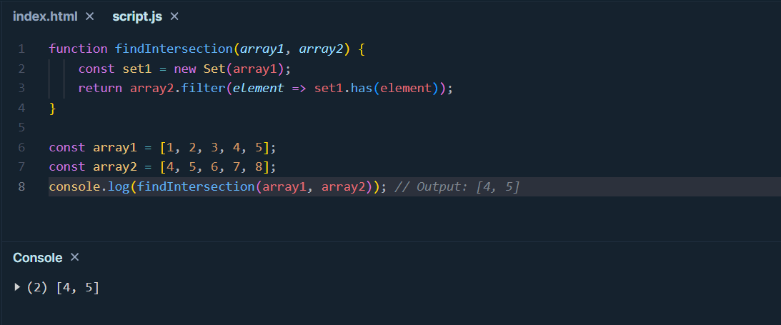 如何在 JavaScript 中找到两个数组的交集?
